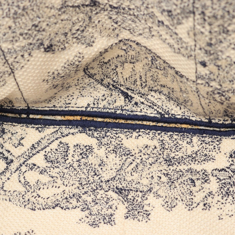 Dior BOOK TOTE 刺繡園丁手提包 帆布 海軍藍 米色 二手 女士 logo-4