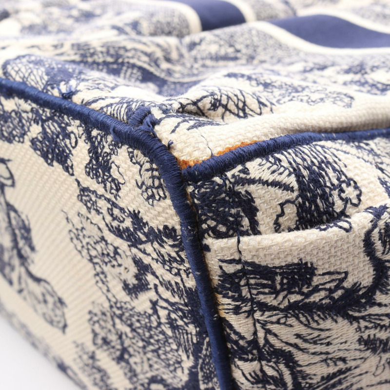 Dior BOOK TOTE 刺繡園丁手提包 帆布 海軍藍 米色 二手 女士 logo-5