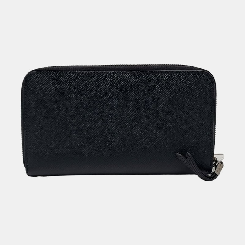 BURBERRY 黑色牛皮錢包 銀色五金 9.8新-4