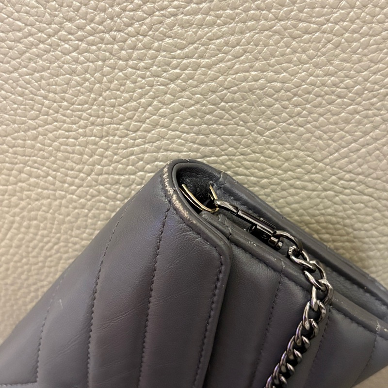 YSL✨Saint Laurent 山形文長夾 鐵灰色 改造woc-1