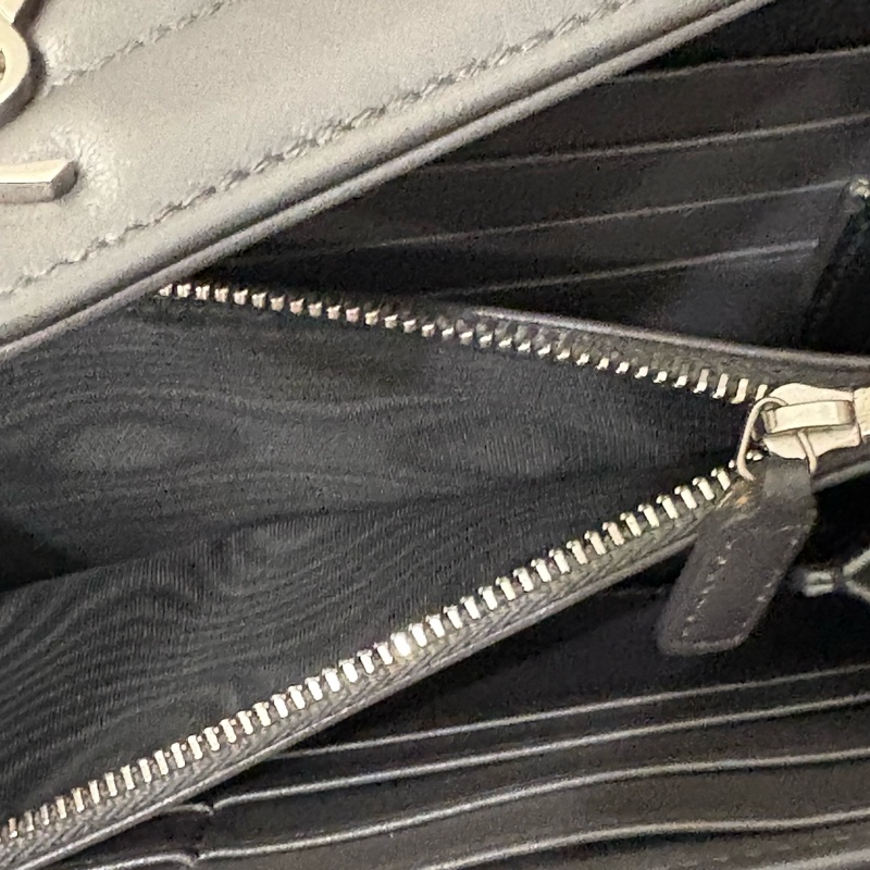 YSL✨Saint Laurent 山形文長夾 鐵灰色 改造woc-3