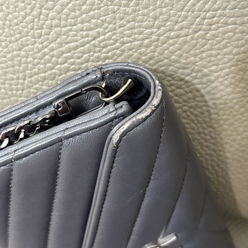 YSL✨Saint Laurent 山形文長夾 鐵灰色 改造woc-10