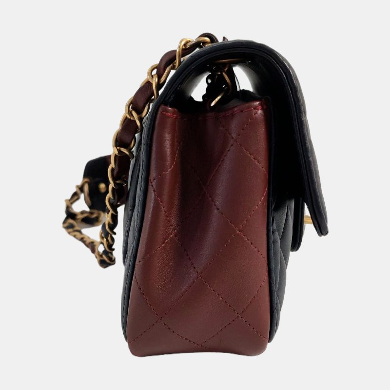 CHANEL CLASSIC FLAP小號黑色牛皮菱格紋絎縫單肩包斜挎包 金色五金 30開-3