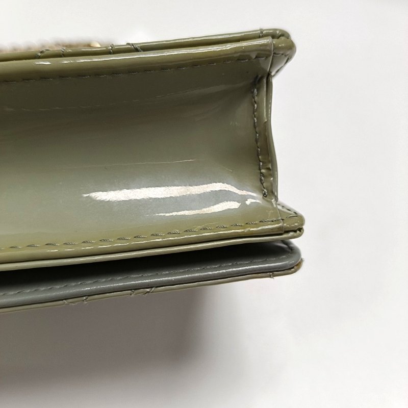 DIOR Lady Dior綠色漆皮藤格紋絎縫單肩包斜挎包手拿包 金色五金 子袋 可拆卸肩帶-13