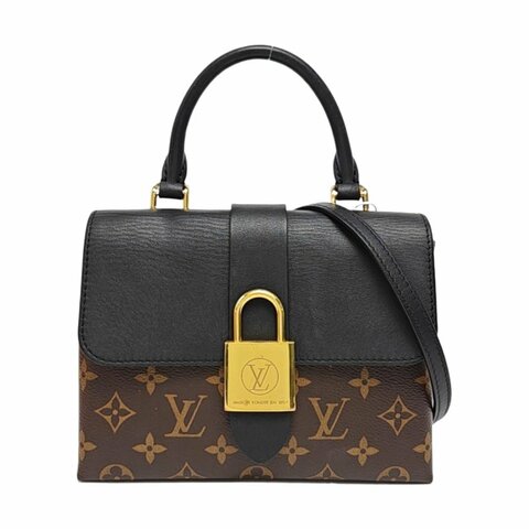 LOUIS VUITTON LOCKY BB棕色塗層帆布老花鎖頭包單肩包手提包斜挎包 金色五金 可拆卸肩帶