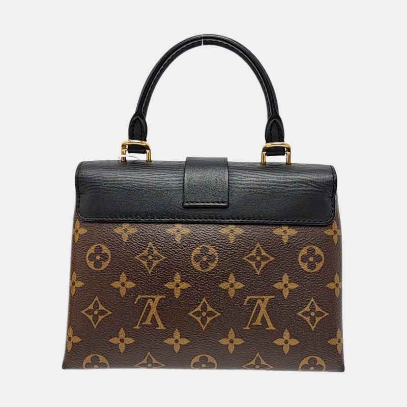 LOUIS VUITTON LOCKY BB棕色塗層帆布老花鎖頭包單肩包手提包斜挎包 金色五金 可拆卸肩帶-4
