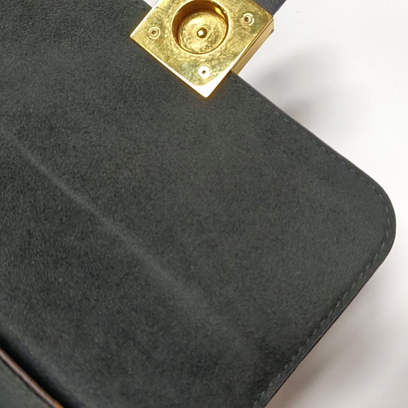 LOUIS VUITTON LOCKY BB棕色塗層帆布老花鎖頭包單肩包手提包斜挎包 金色五金 可拆卸肩帶-8