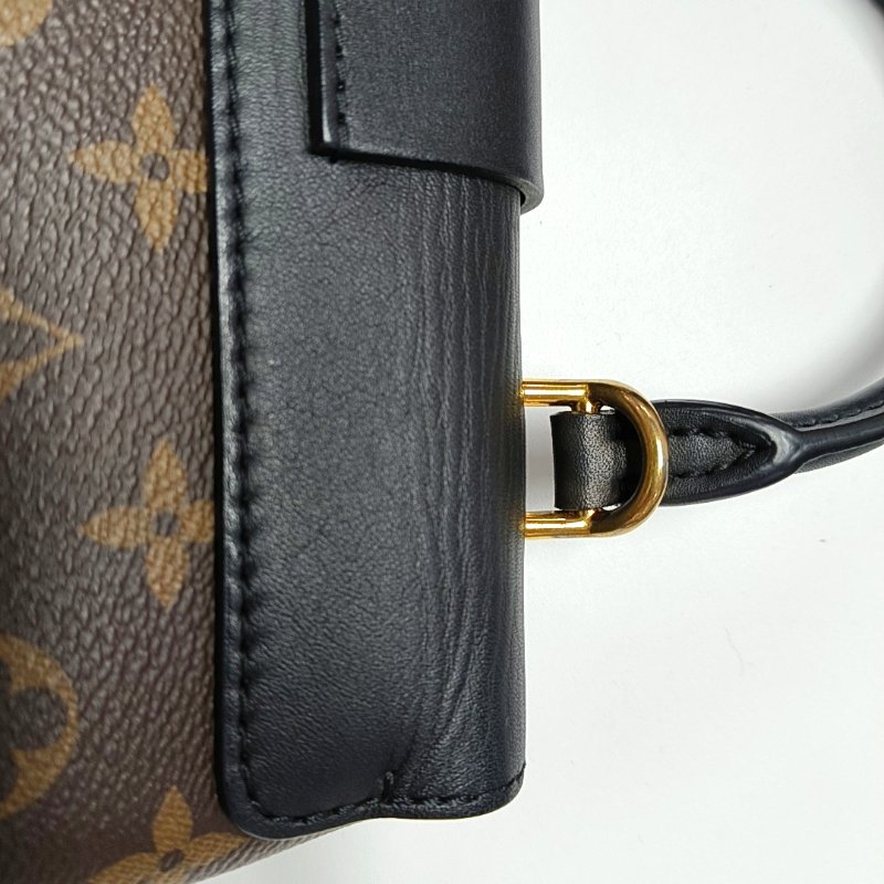 LOUIS VUITTON LOCKY BB棕色塗層帆布老花鎖頭包單肩包手提包斜挎包 金色五金 可拆卸肩帶-11