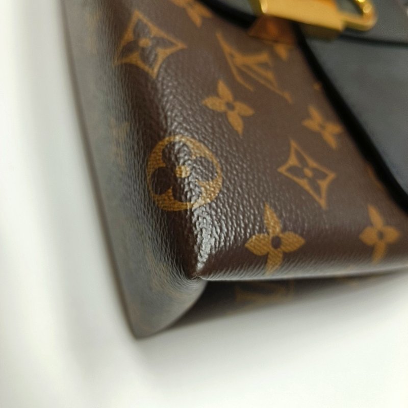 LOUIS VUITTON LOCKY BB棕色塗層帆布老花鎖頭包單肩包手提包斜挎包 金色五金 可拆卸肩帶-12
