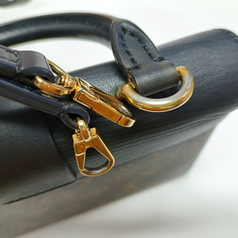 LOUIS VUITTON LOCKY BB棕色塗層帆布老花鎖頭包單肩包手提包斜挎包 金色五金 可拆卸肩帶-14