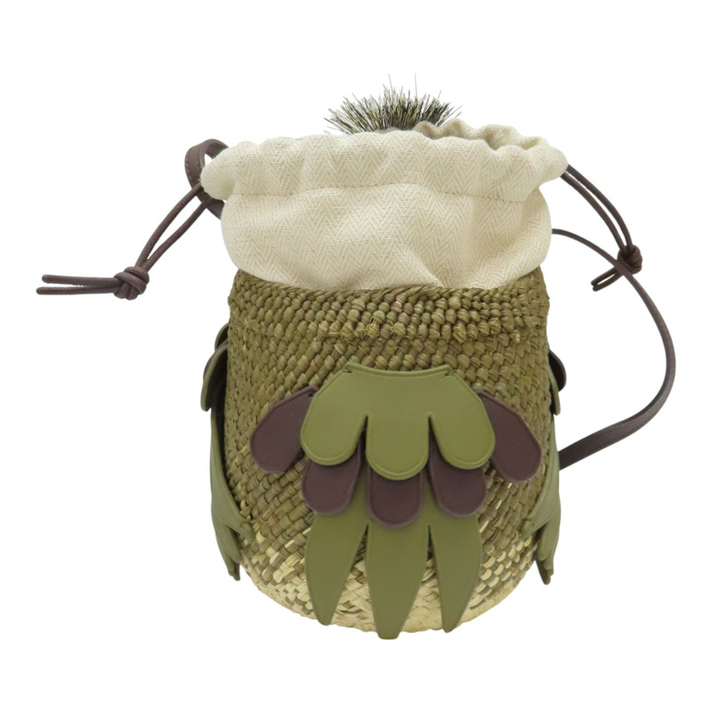 Paula's Ibiza 綠色 拉菲草編織 牛皮 Bird Iraca 肩背包【LOEWE 羅威】-2