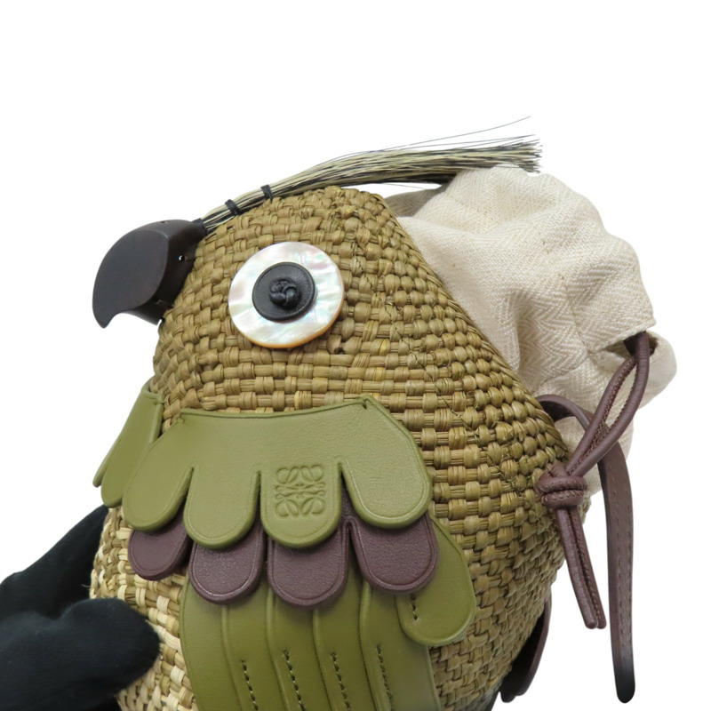 Paula's Ibiza 綠色 拉菲草編織 牛皮 Bird Iraca 肩背包【LOEWE 羅威】-9