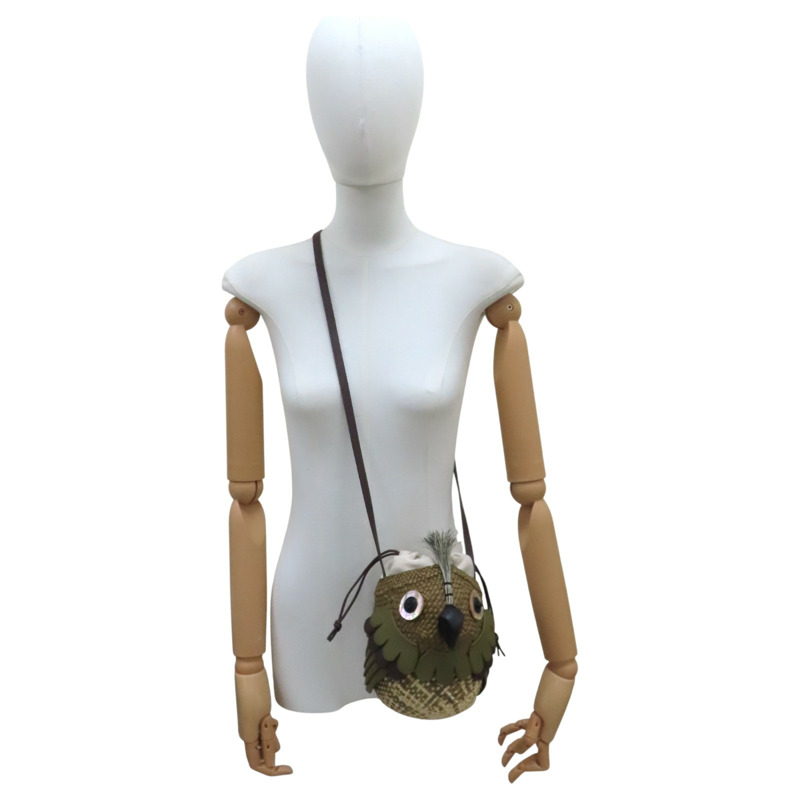 Paula's Ibiza 綠色 拉菲草編織 牛皮 Bird Iraca 肩背包【LOEWE 羅威】-10