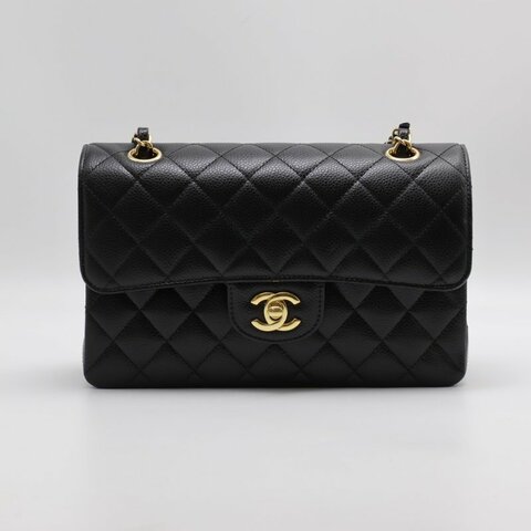 CHANEL 經典口蓋包 CF23 - 粒面牛皮黑金