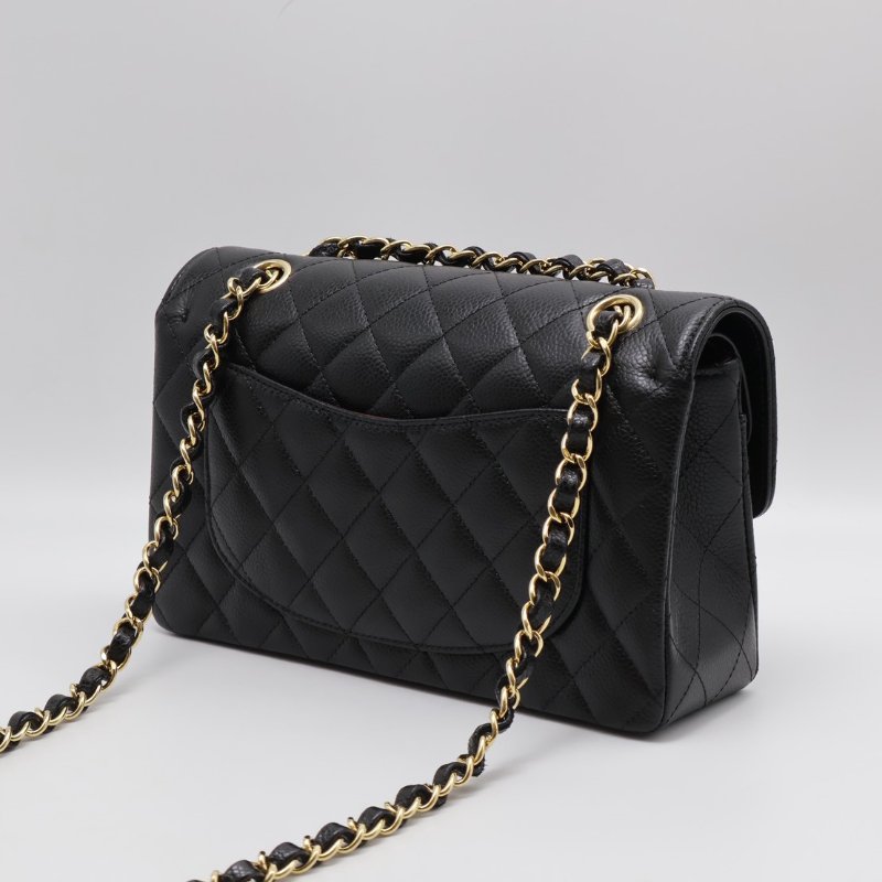 CHANEL 經典口蓋包 CF23 - 粒面牛皮黑金-2