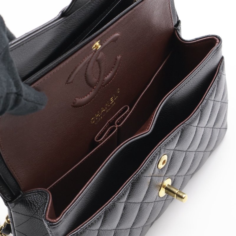 CHANEL 經典口蓋包 CF23 - 粒面牛皮黑金-4