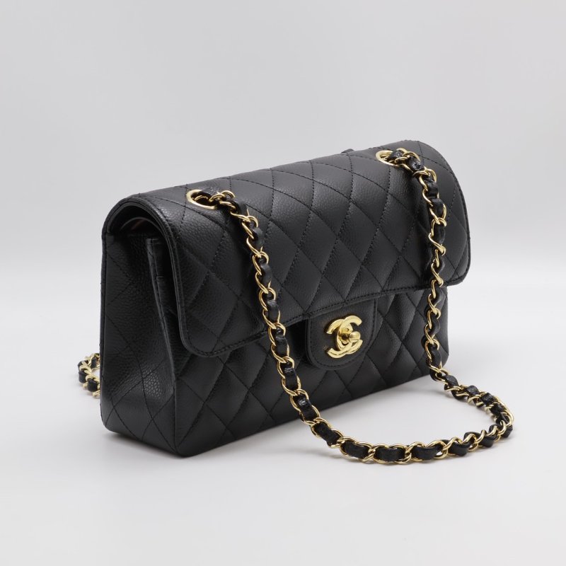 CHANEL 經典口蓋包 CF23 - 粒面牛皮黑金-9