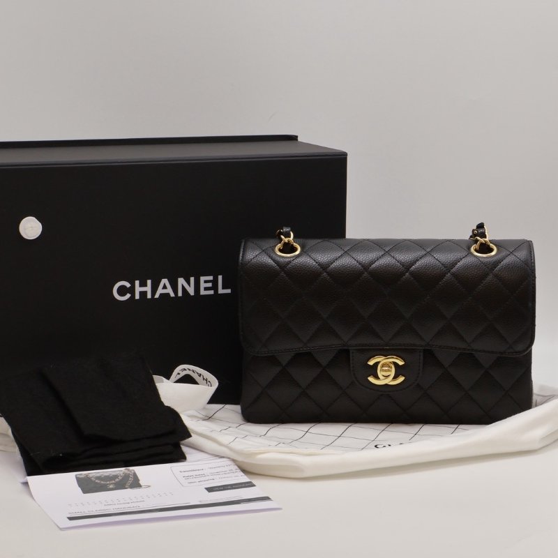 CHANEL 經典口蓋包 CF23 - 粒面牛皮黑金-10