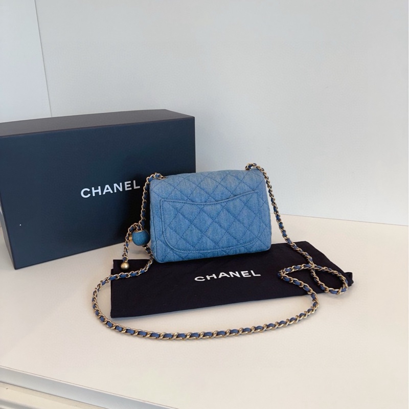 ✨Chanel 牛仔藍金球方胖子 99新 部分膜還在 鏈條可調節💙-4