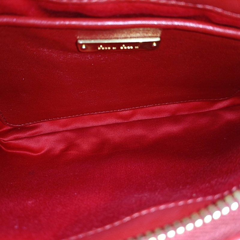 Miu Miu 紅色羊皮絎縫單肩包斜挎包 金色五金 可拆卸肩帶-9