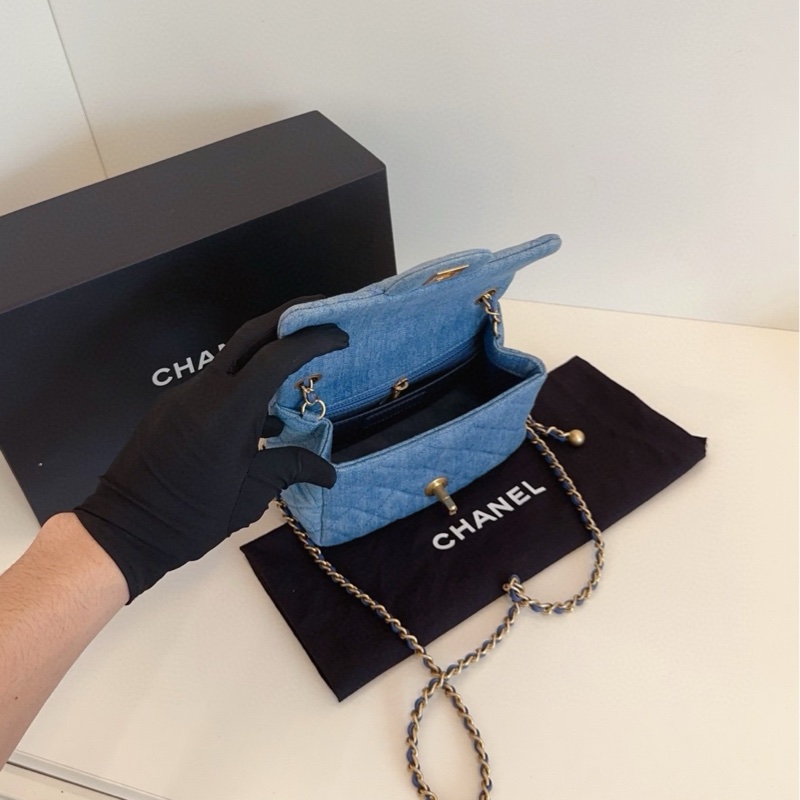 【98新以上🆕】Chanel 芯片爆款🔥牛仔 金球方胖子 鏈條包 斜挎包-5