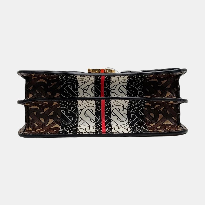 BURBERRY TB 小號棕色塗層帆布TB單肩包 金色五金 可拆卸肩帶-5