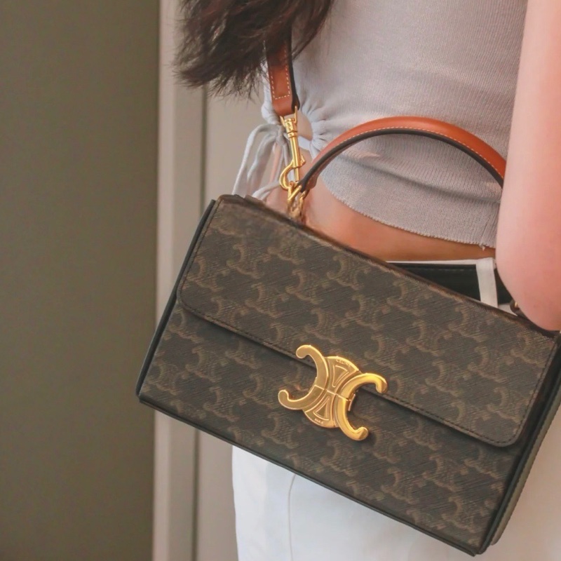 ✨Celine Box triomphe 老花凱旋門金扣 復古高級🐿️-0