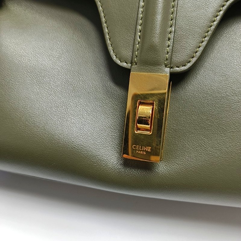 CELINE 16 綠色牛皮單肩包 金色五金 可拆卸肩帶 9.8新-8