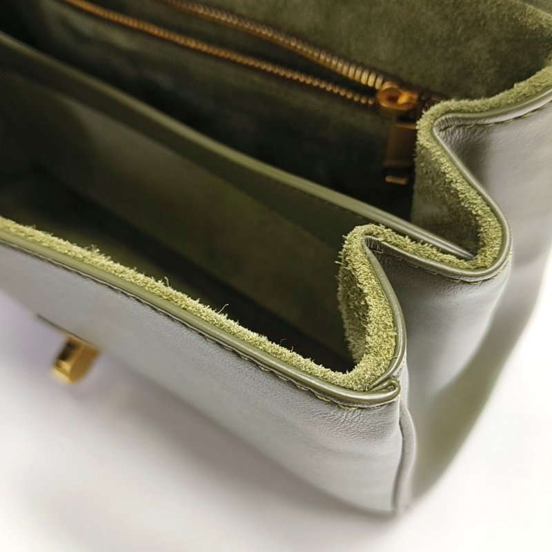 CELINE 16 綠色牛皮單肩包 金色五金 可拆卸肩帶 9.8新-10