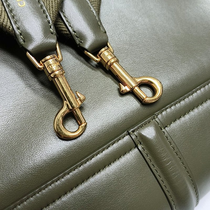 CELINE 16 綠色牛皮單肩包 金色五金 可拆卸肩帶 9.8新-11