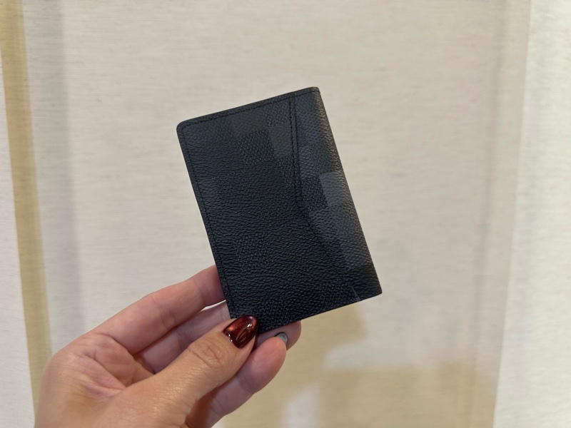 LV 黑灰漸層棋盤格對開5卡卡夾M14928-1