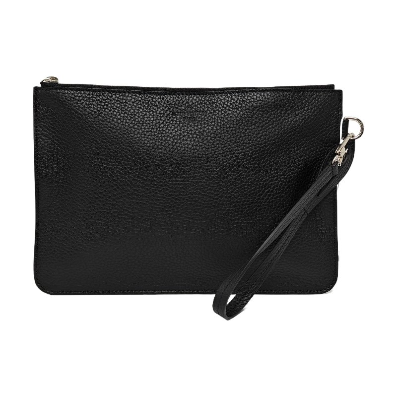 LOUIS VUITTON黑色牛皮手拿包銀色五金-0