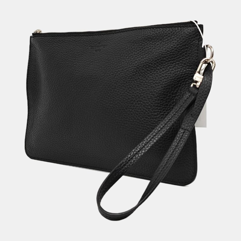 LOUIS VUITTON黑色牛皮手拿包銀色五金-2