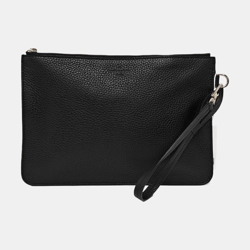 LOUIS VUITTON黑色牛皮手拿包銀色五金-7