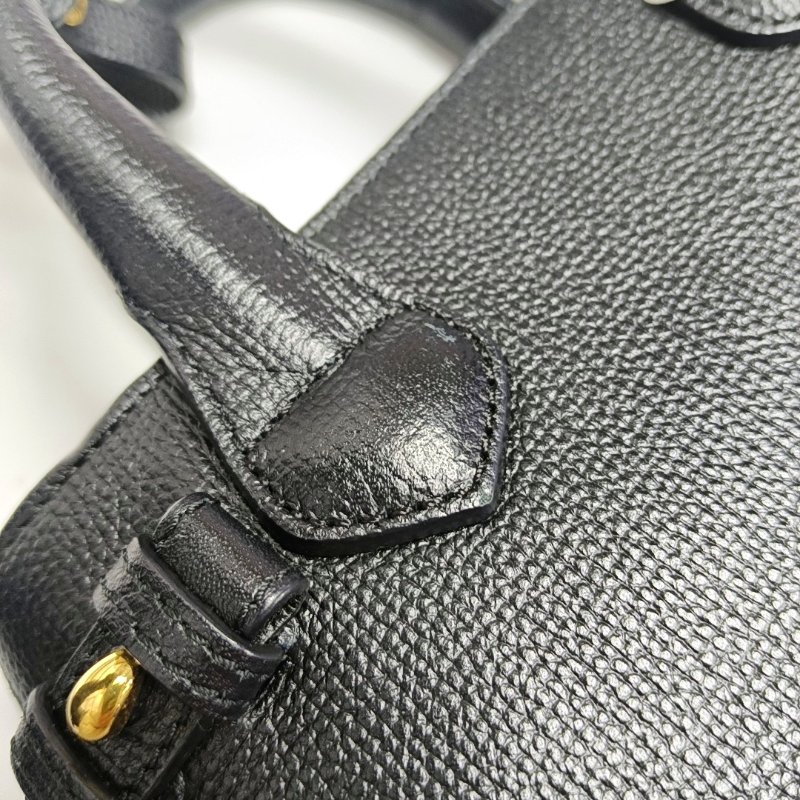 BURBERRY The Banner 黑色牛皮戰馬格紋單肩包手提包 金色五金 可拆卸肩帶-8