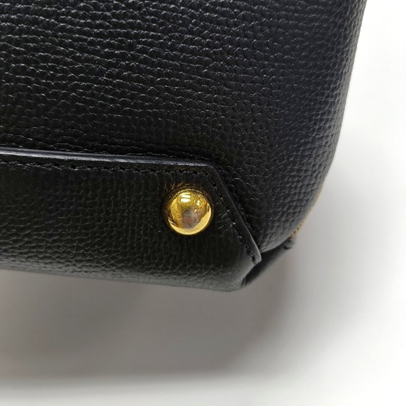 BURBERRY The Banner 黑色牛皮戰馬格紋單肩包手提包 金色五金 可拆卸肩帶-12