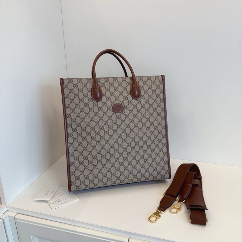【99新🆕】Gucci Retro烏木色老花 竪款琴譜tote 大號托特包 手提包-0
