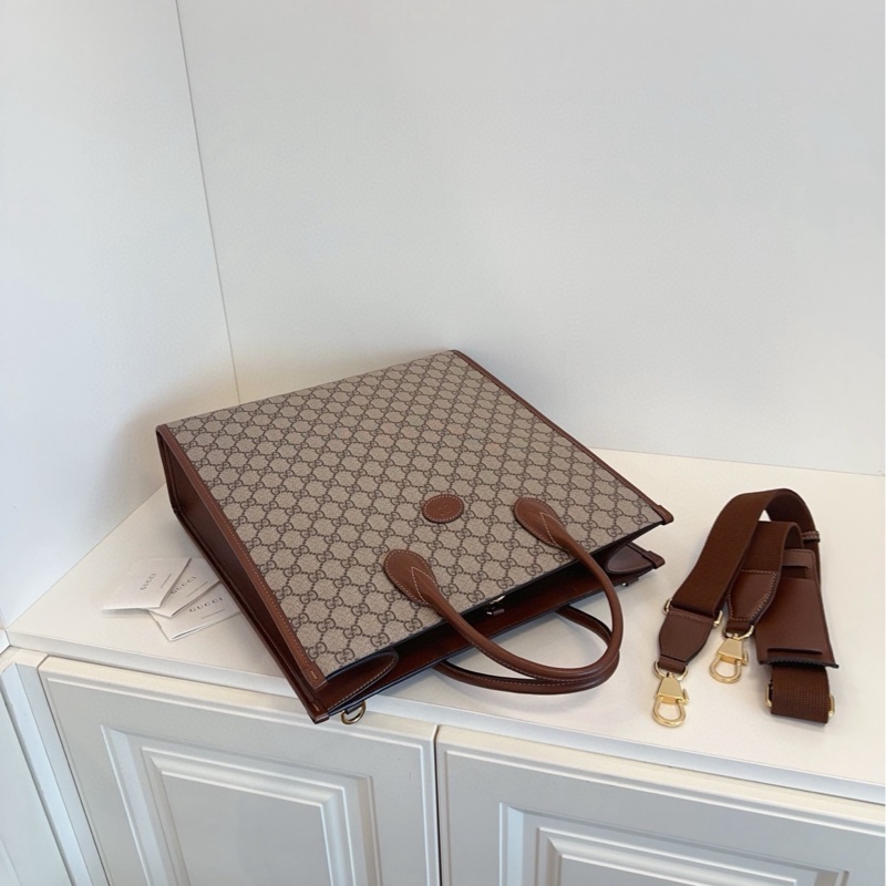 【99新🆕】Gucci Retro烏木色老花 竪款琴譜tote 大號托特包 手提包-3