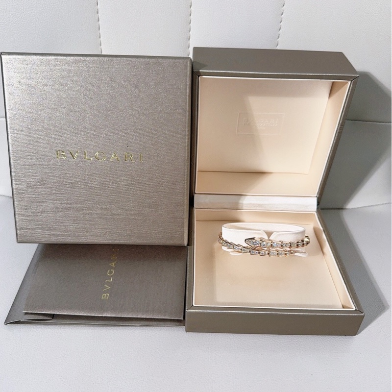 💰159999，B，Bvlgari寶格麗 玫瑰金滿鑽 蛇頭手鐲，L碼，2023購入-0