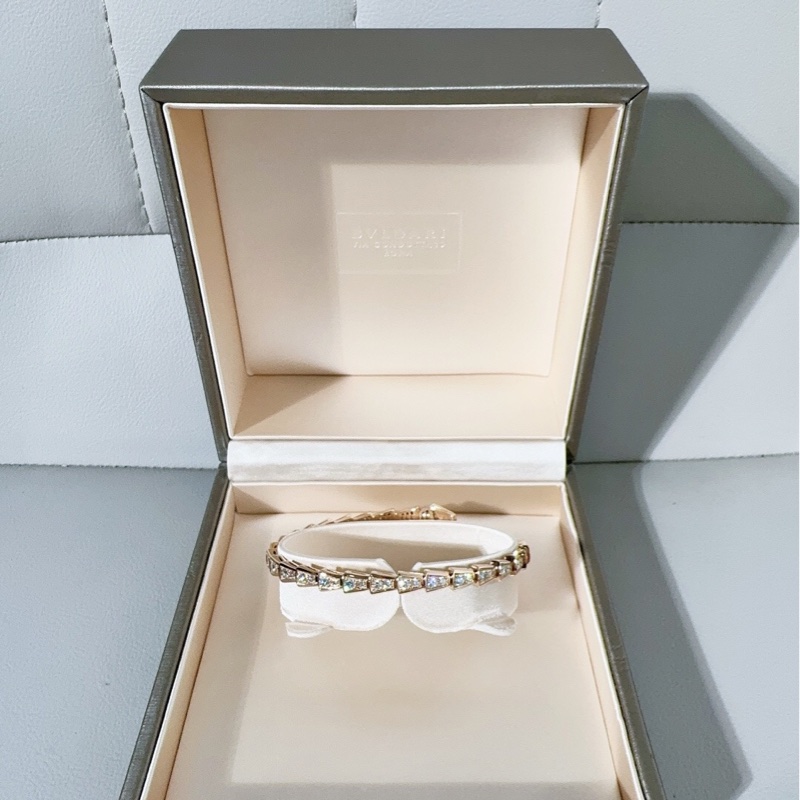 💰159999，B，Bvlgari寶格麗 玫瑰金滿鑽 蛇頭手鐲，L碼，2023購入-5