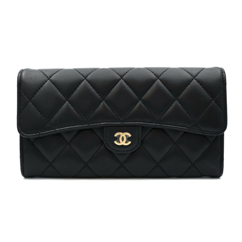 CHANEL 羊皮皮革Classic Flap Long Wallet金扣長錢包