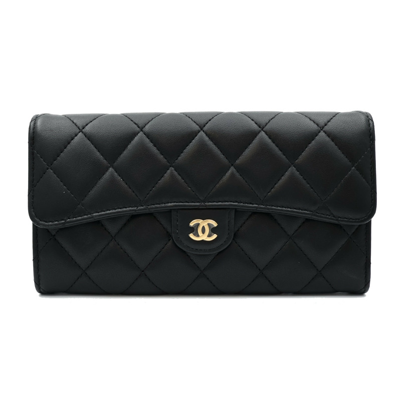 CHANEL 羊皮皮革Classic Flap Long Wallet金扣長錢包-0