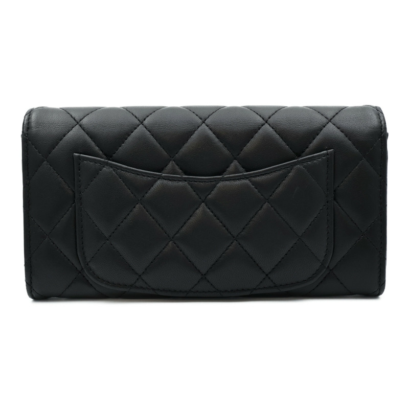 CHANEL 羊皮皮革Classic Flap Long Wallet金扣長錢包-1