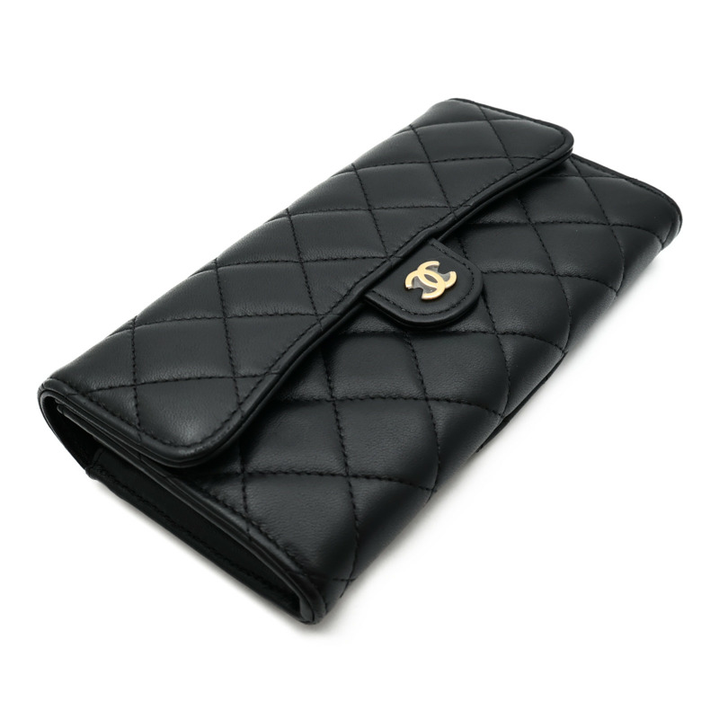 CHANEL 羊皮皮革Classic Flap Long Wallet金扣長錢包-3