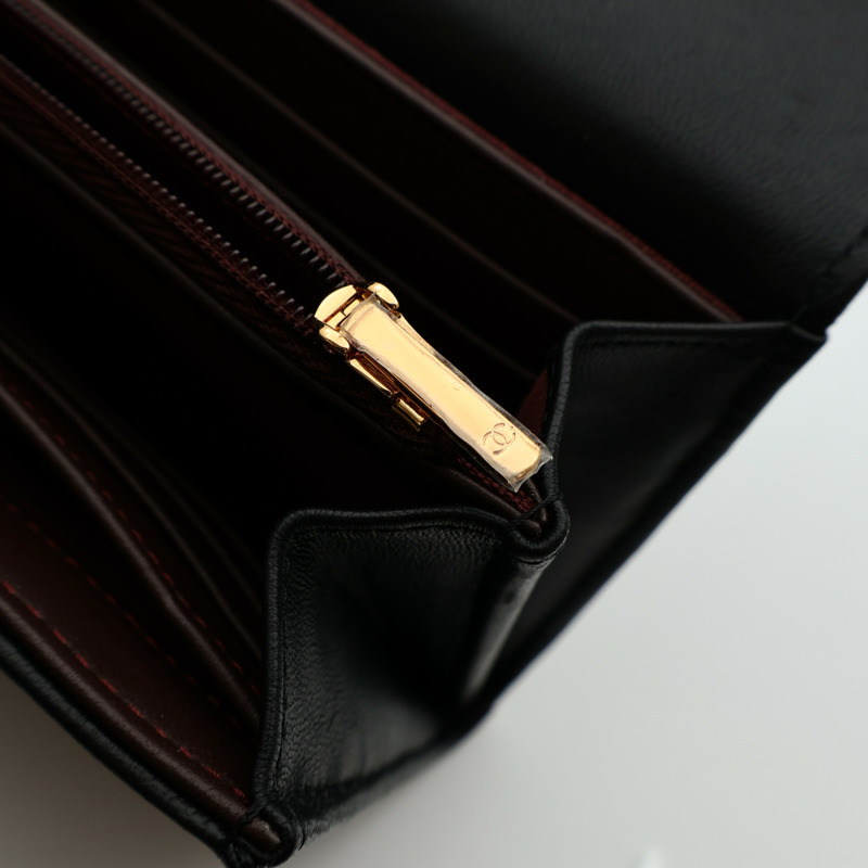 CHANEL 羊皮皮革Classic Flap Long Wallet金扣長錢包-9