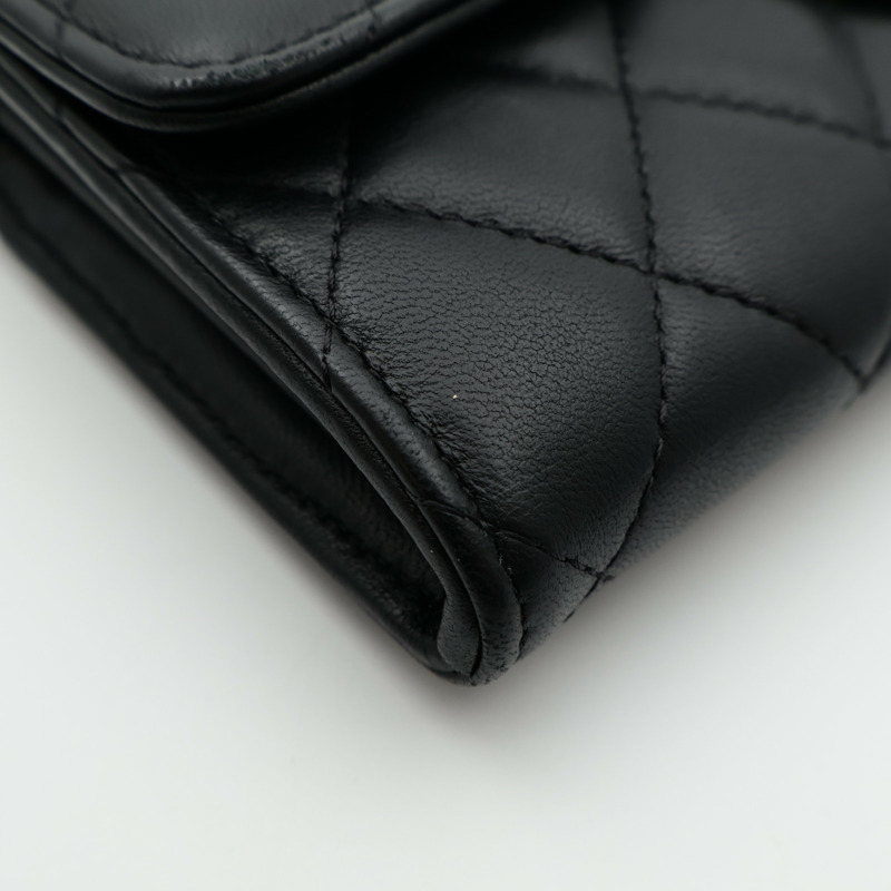 CHANEL 羊皮皮革Classic Flap Long Wallet金扣長錢包-12