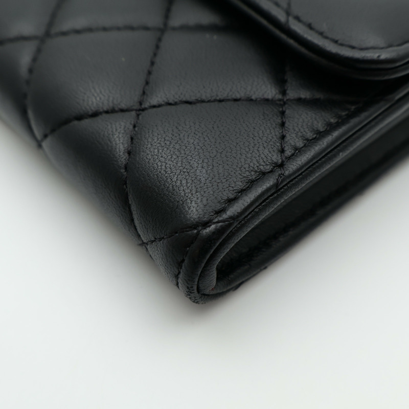 CHANEL 羊皮皮革Classic Flap Long Wallet金扣長錢包-13