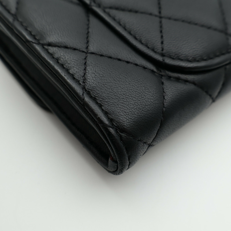 CHANEL 羊皮皮革Classic Flap Long Wallet金扣長錢包-14