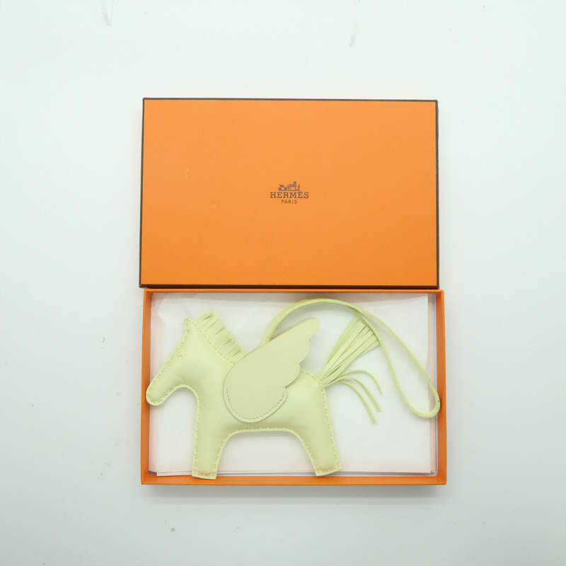 HERMES Milo皮革Rodeo Pagase MM掛飾Jaune Milton-7