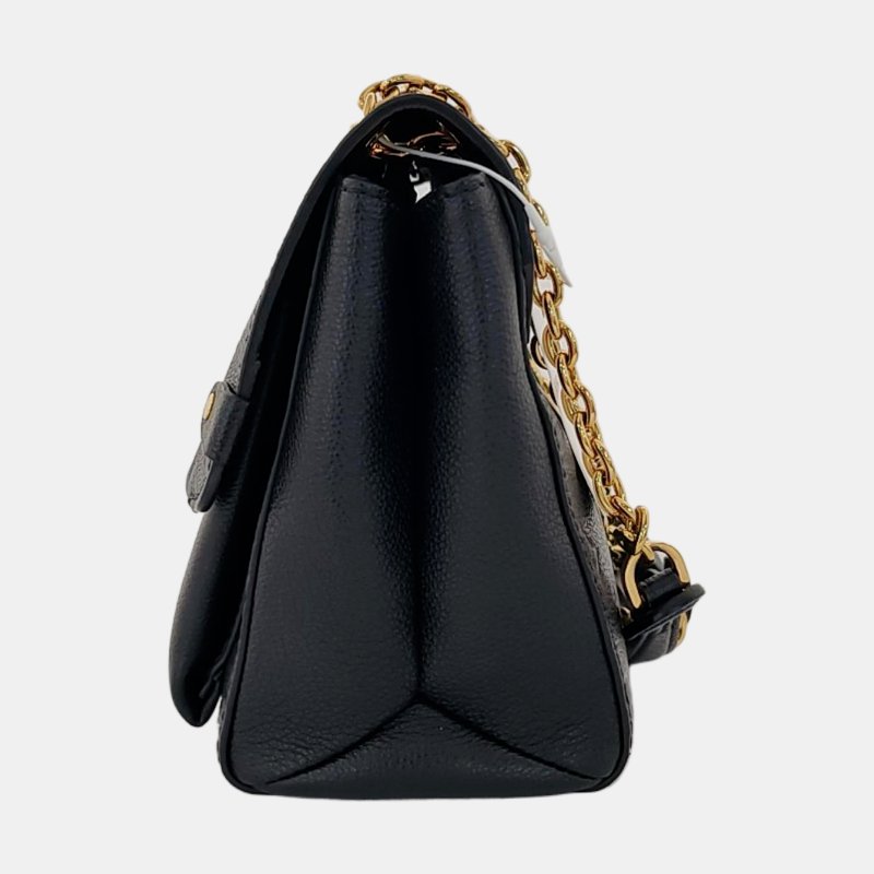 LOUIS VUITTON VAVIN 小 號黑色牛皮老花壓紋單肩包斜挎包 金色五金-2